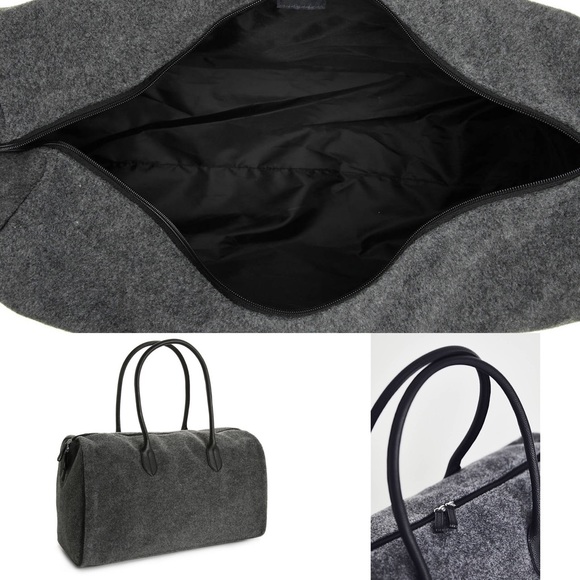 🆕 Travel Duffel Bag Tote GREY Wool Felt - Picture 11 of 16